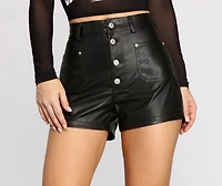 Leaving You The Dust Faux Leather Shorts