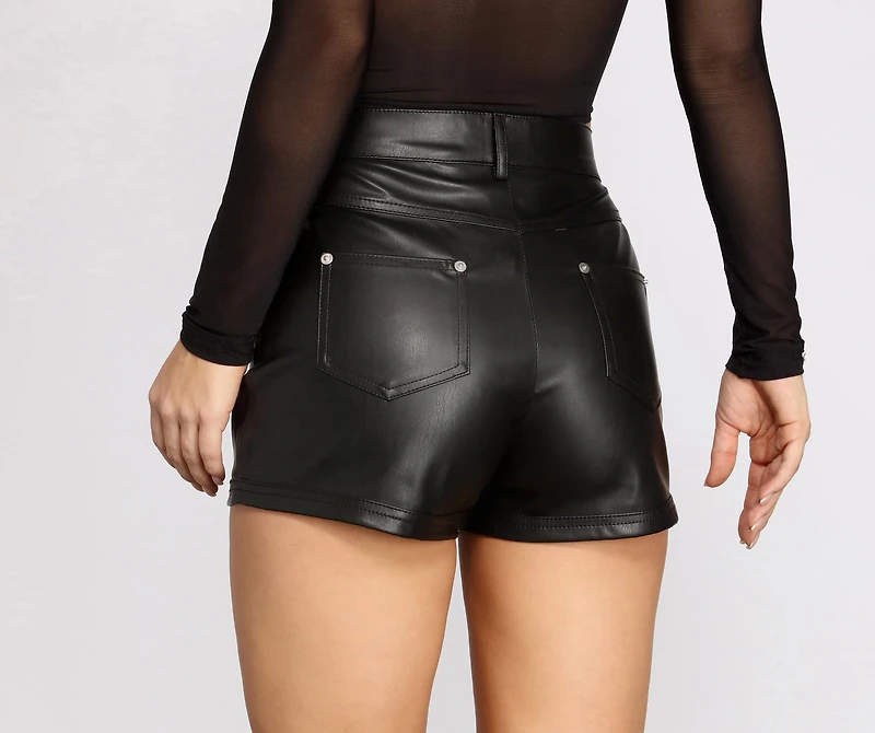 Leaving You The Dust Faux Leather Shorts