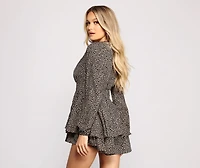 So Fierce Ruffled Leopard Skater Romper