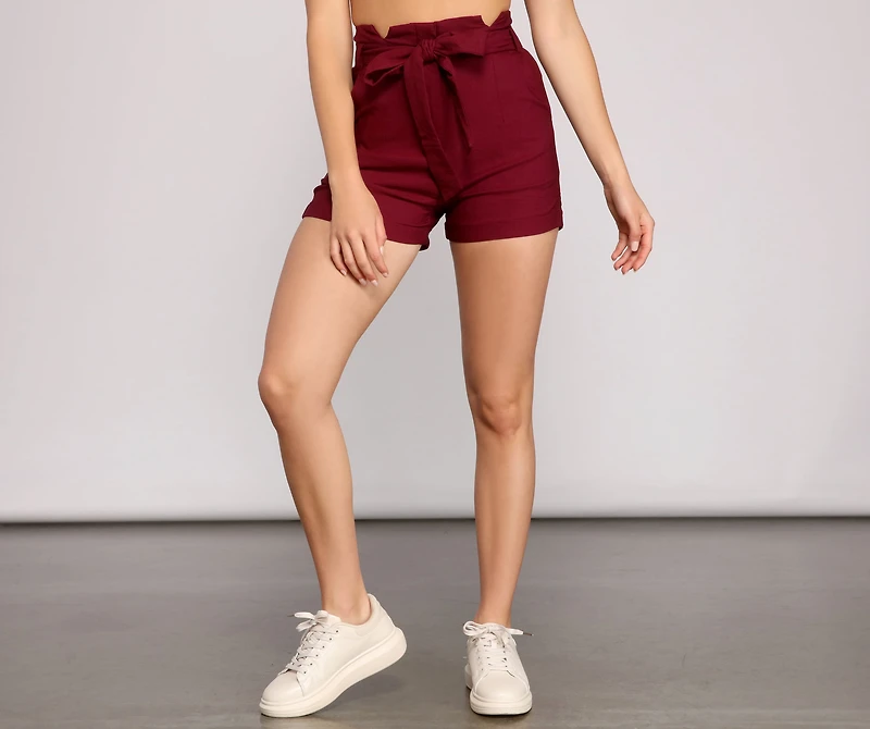 Elevated Basics High Waist Paperbag Shorts