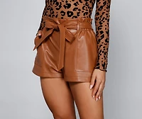 Sleek & Chic Faux Leather Paperbag Shorts