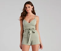 Jetset Life V-Neck Paper Bag Romper