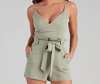 Jetset Life V-Neck Paper Bag Romper