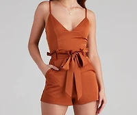 Jetset Life V-Neck Paper Bag Romper