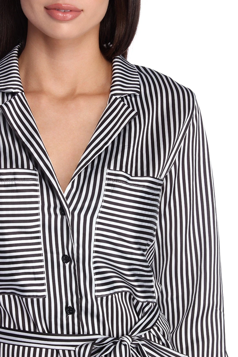 Stylishly Striped Shirt Romper