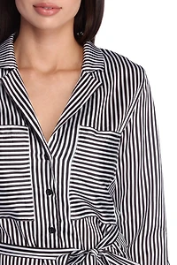 Stylishly Striped Shirt Romper