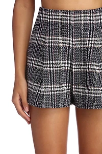 Plaid Boucle Shorts