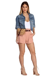 Poised Paperbag High Waist Woven Shorts
