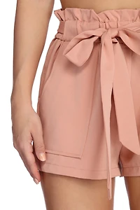 Poised Paperbag High Waist Woven Shorts