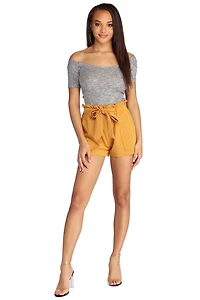 Poised Paperbag High Waist Woven Shorts