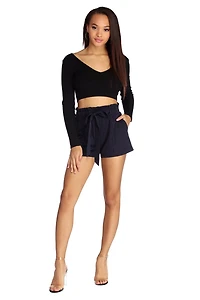 Poised Paperbag High Waist Woven Shorts