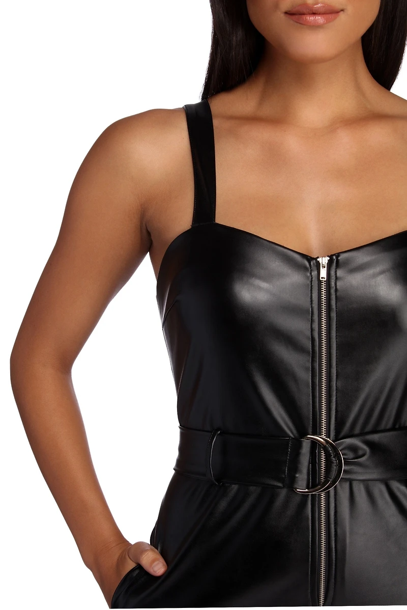Bold And Belted Zip Front Romper