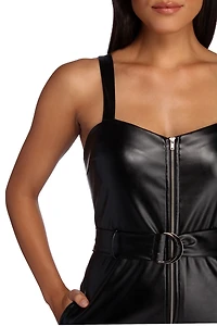 Bold And Belted Zip Front Romper