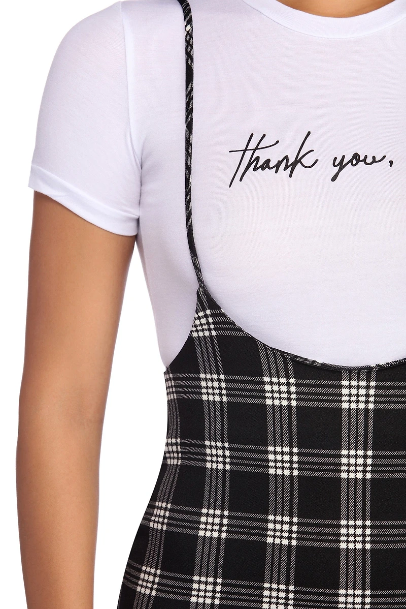 Perfectly Plaid Suspender Skirt