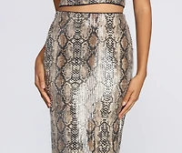 Slight Shade Snake Midi Skirt