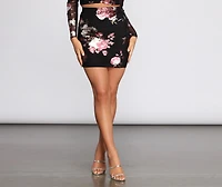 Foiled Floral Mesh Mini Skirt