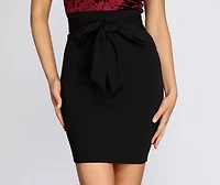 Classic Tie Waist Fitted Skirt