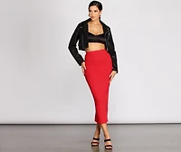 Basic Ribbed Pencil Skirt