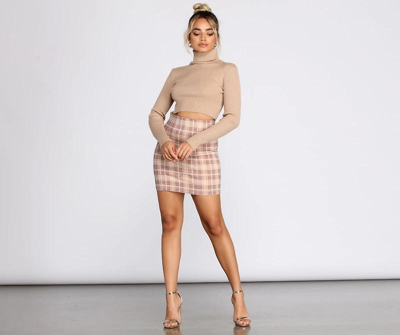 Perf Plaid Ponte Mini Skirt