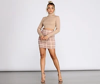 Perf Plaid Ponte Mini Skirt