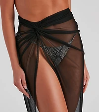 Knot Ur Average Babe Mesh Asymmetrical Maxi Skirt