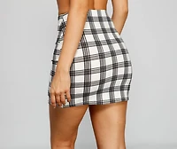 Perfection Plaid Side Slit Mini Skirt