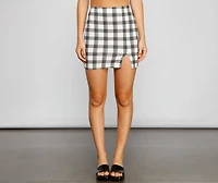 Perfection Plaid Side Slit Mini Skirt