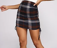 Plaid Perfection Ruched Mini Skirt