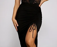 A Stylish Moment Ruched Midi Skirt