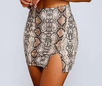 Snake Charmer Side Slit Mini Skirt