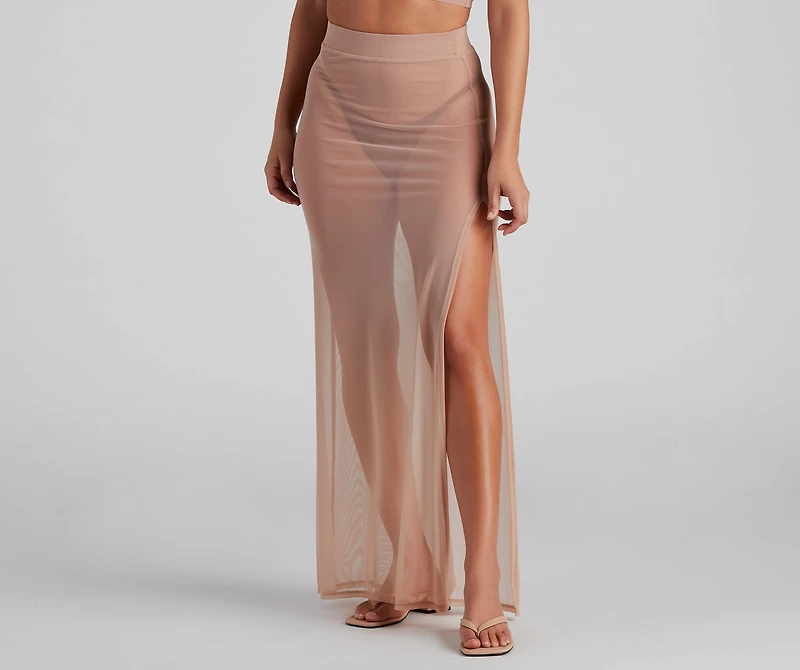 Wrap Me Glam Mesh Maxi Skirt