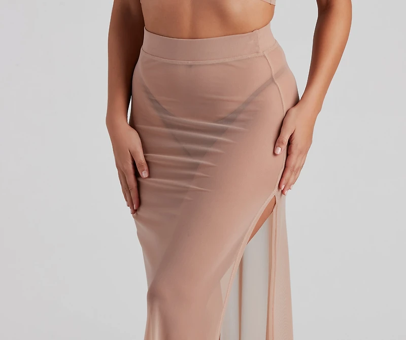 Wrap Me Glam Mesh Maxi Skirt