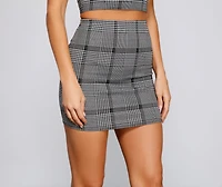 So Poised Ponte Plaid Mini Skirt