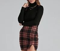 Checkin' It Twice Plaid Suspender Skirt