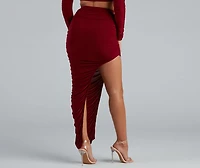 First Look Ruched Maxi Skirt