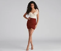 Classic-Chic Faux Wrap Mini Skirt