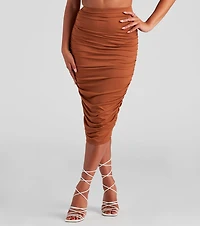 Gorgeous Silhouette Ruched Midi Skirt