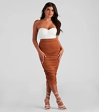Gorgeous Silhouette Ruched Midi Skirt