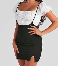 Sweet Staple Crepe Suspender Skirt