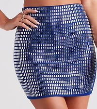 Disco Vibes Rhinestone Mini Skirt