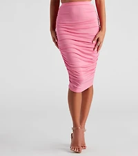 Gorgeous Silhouette Ruched Midi Skirt