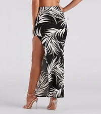 Island Breeze Tropical Print Midi Skirt