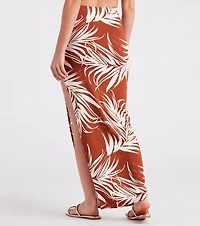 Island Breeze Tropical Print Midi Skirt