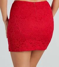 Romantic Mood Floral Lace Slit Mini Skirt