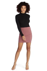 On Point Ponte Knit High Waist Mini Skirt