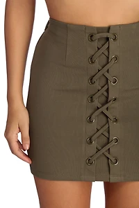 Laced Ponte Mini Skirt