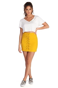 Laced Ponte Mini Skirt