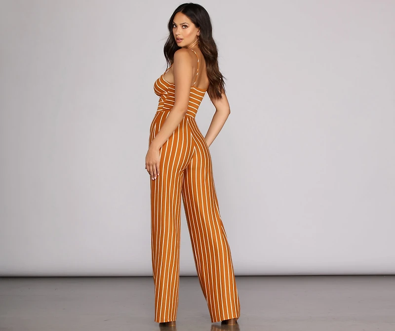 Knot About It Striped Jumpsuit