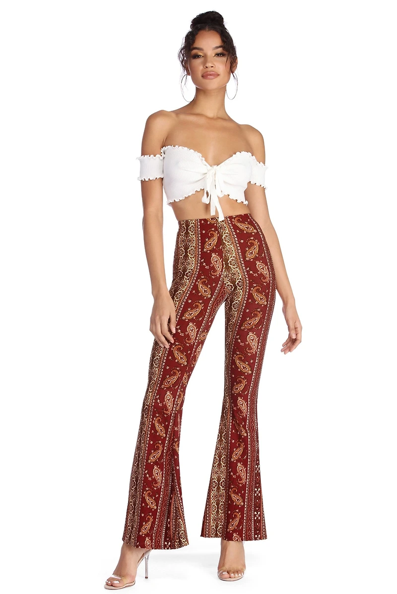 Boho Wanderer Paisley Flared Pants