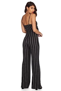 Stand Out Striped Tie Front Jumpsuit